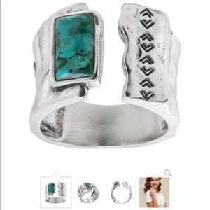 Silpada Sterling Silver and Turqoise “Split Mountain Ring” size 5